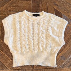Vero Moda Cream Cable Knit Short Sleeve Sweater